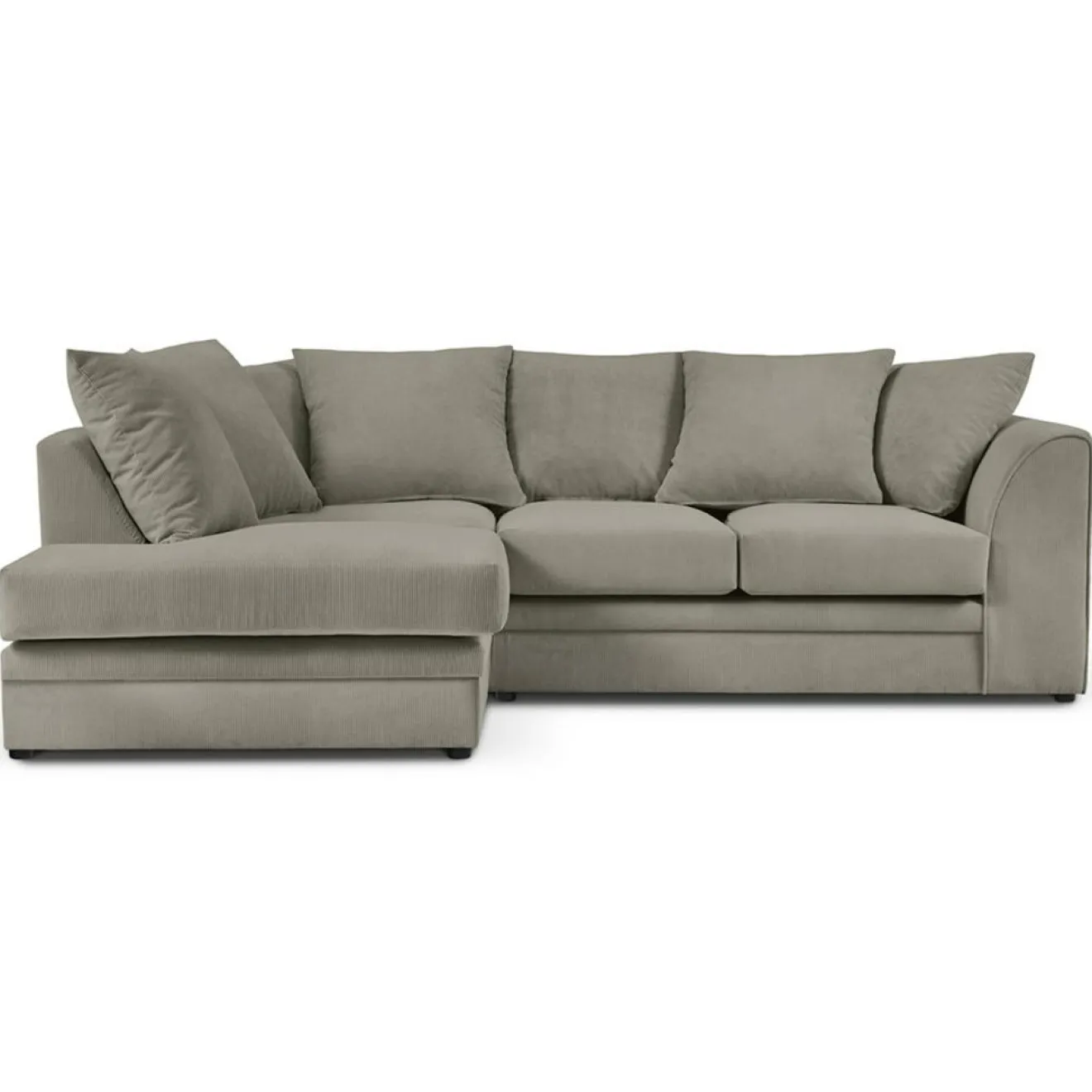 Mazzini Sofas Canapé d'angle Gauche Quince Velours côtelé 4 Places gris clair - 221x171x80 cm