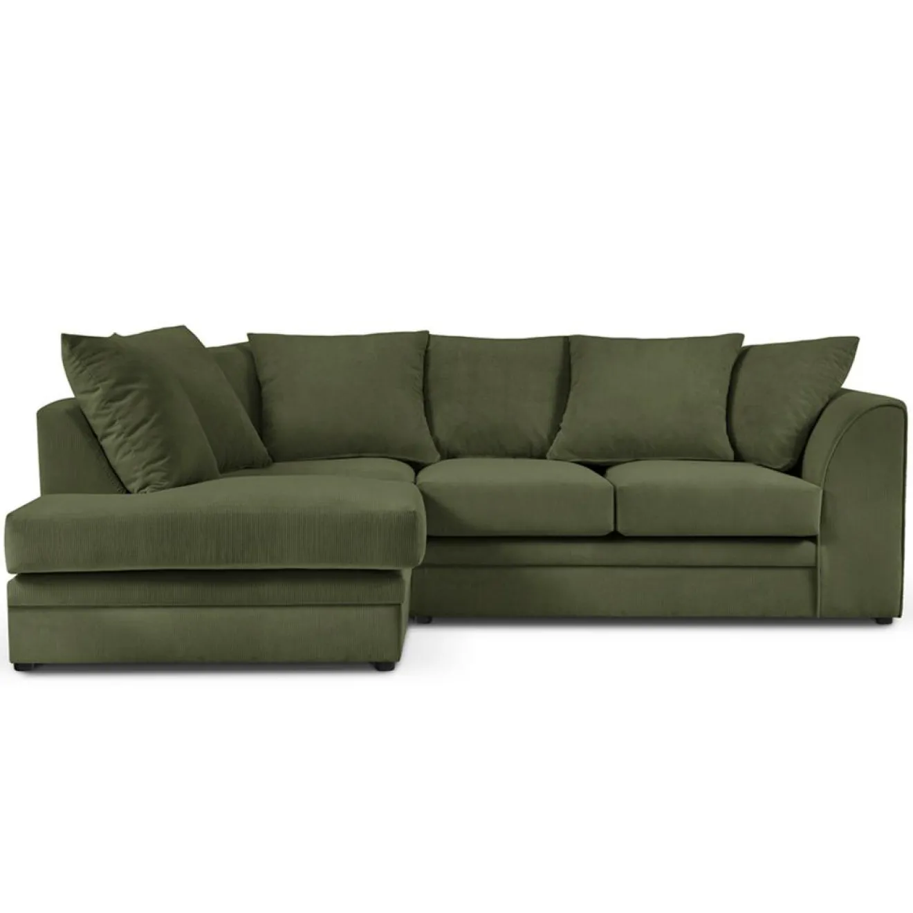 Clearance Mazzini Sofas Canapé d'angle Gauche Quince Velours côtelé 4 Places vert - 221x171x80 cm