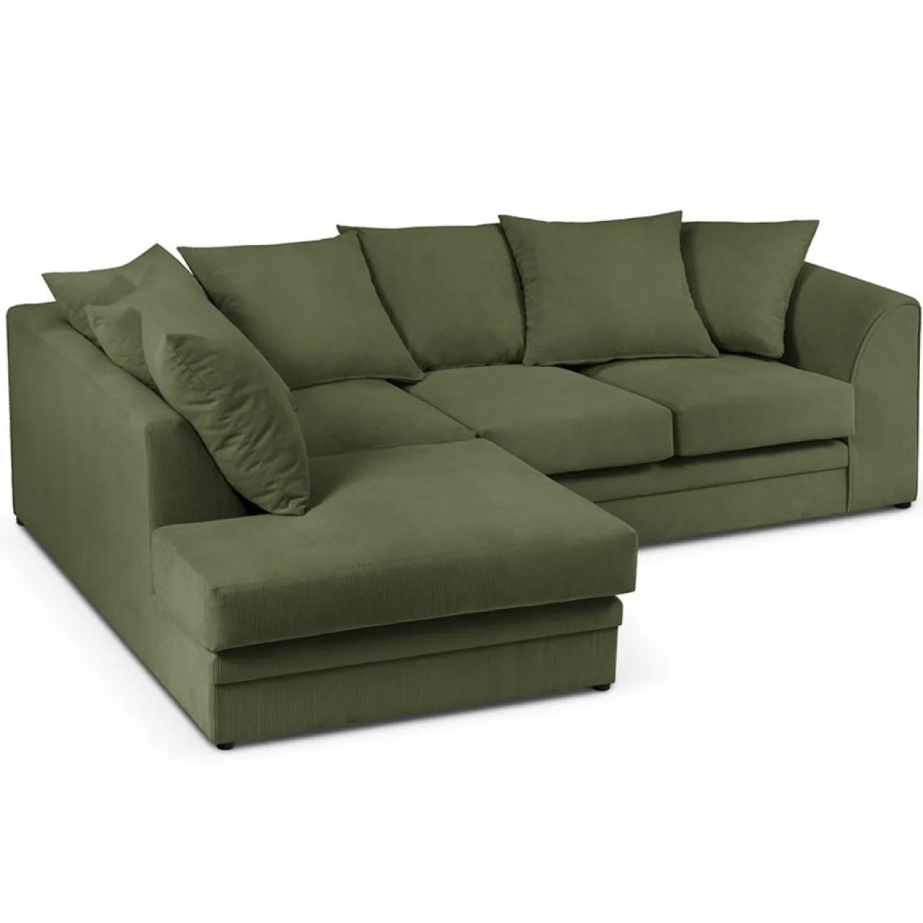 Clearance Mazzini Sofas Canapé d'angle Gauche Quince Velours côtelé 4 Places vert - 221x171x80 cm
