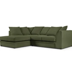 Clearance Mazzini Sofas Canapé d'angle Gauche Quince Velours côtelé 4 Places vert - 221x171x80 cm