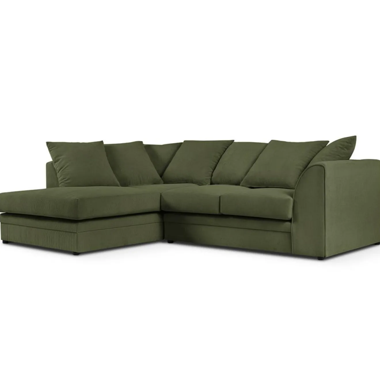 Clearance Mazzini Sofas Canapé d'angle Gauche Quince Velours côtelé 4 Places vert - 221x171x80 cm