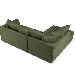 Clearance Mazzini Sofas Canapé d'angle Gauche Quince Velours côtelé 4 Places vert - 221x171x80 cm