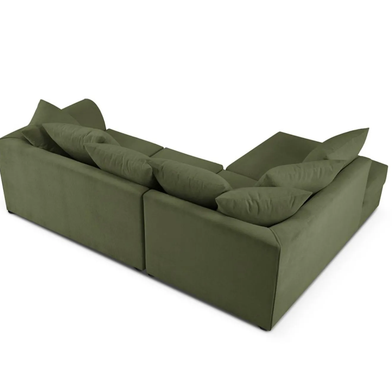 Clearance Mazzini Sofas Canapé d'angle Gauche Quince Velours côtelé 4 Places vert - 221x171x80 cm