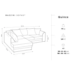 Clearance Mazzini Sofas Canapé d'angle Gauche Quince Velours côtelé 4 Places vert - 221x171x80 cm
