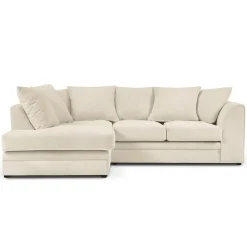 Mazzini Sofas Canapé d'angle Gauche Quince Velours côtelé 4 Places beige clair - 221x171x80 cm