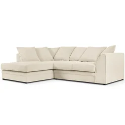 Mazzini Sofas Canapé d'angle Gauche Quince Velours côtelé 4 Places beige clair - 221x171x80 cm