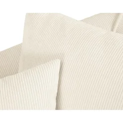 Mazzini Sofas Canapé d'angle Gauche Quince Velours côtelé 4 Places beige clair - 221x171x80 cm