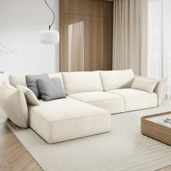 Mazzini Sofas Canapé D'Angle Gauche Vanda 5 Places 2 beige clair - 208x166x85 cm