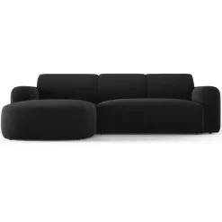 Hot Mazzini Sofas Canapé d'angle gauche Velours Jasmin 4 Places noir - 250x170x72 cm