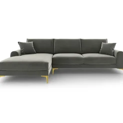 Mazzini Sofas Canapé d'angle gauche velours madara gris - 254x182x90 cm
