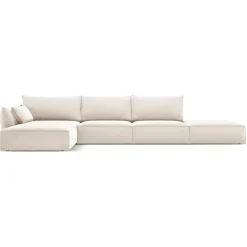 Mazzini Sofas Canapé d'angle gauche Velours Vanda 5 Places beige clair - 386x166x85 cm