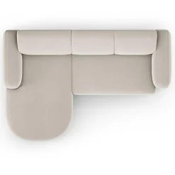Outlet Mazzini Sofas Canapé d'angle gauche Velours Jasmin 4 Places beige - 250x170x72 cm