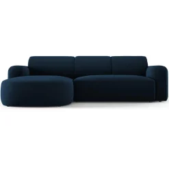 Outlet Mazzini Sofas Canapé d'angle gauche Velours Jasmin 4 Places bleu roi - 250x170x72 cm