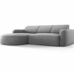 Mazzini Sofas Canapé d'angle gauche Velours Jasmin 4 Places gris - 250x170x72 cm