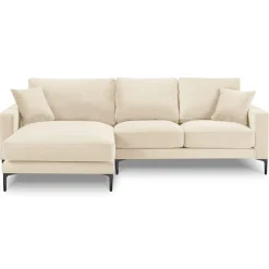 Mazzini Sofas Canapé d'angle Gauche Velours Venus 4 Places beige clair - 248x160x90 cm