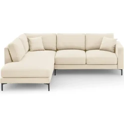 Best Mazzini Sofas Canapé d'angle Gauche Velours Venus 5 Places beige clair - 254x185x90 cm