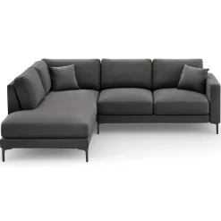 Mazzini Sofas Canapé d'angle Gauche Velours Venus 5 Places gris - 254x185x90 cm