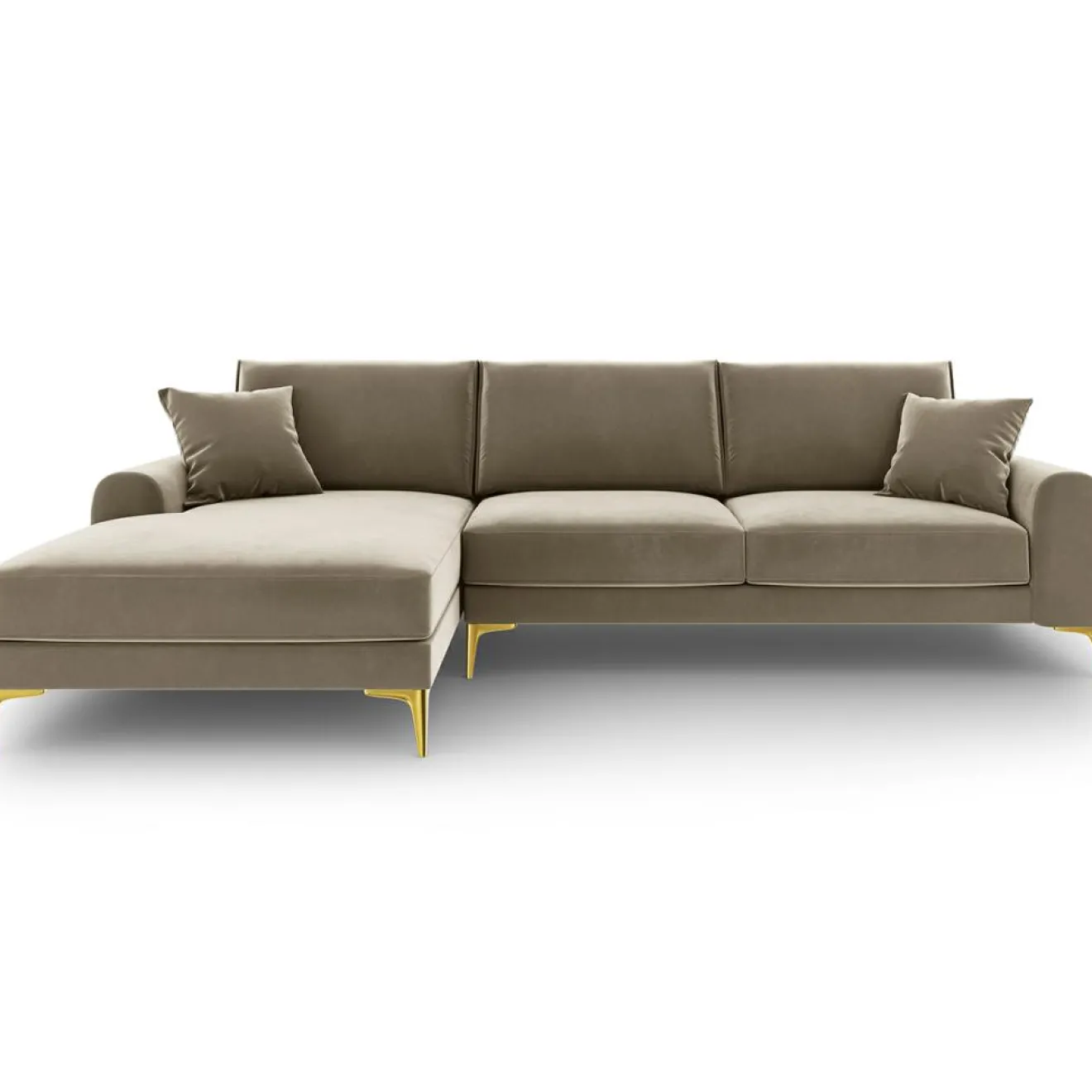 Best Mazzini Sofas Canapé d'angle gauche Velours 5 places Madara beige - 254x182x90 cm