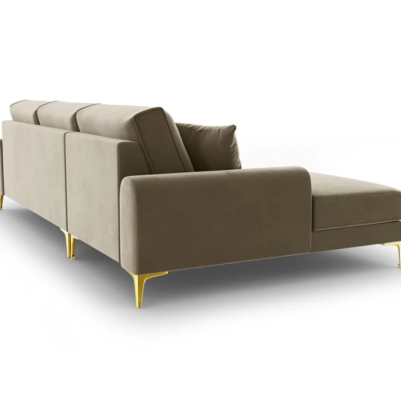 Best Mazzini Sofas Canapé d'angle gauche Velours 5 places Madara beige - 254x182x90 cm
