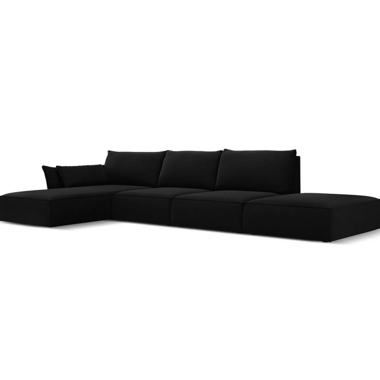 Online Mazzini Sofas Canapé d'angle gauche Velours Vanda 5 Places noir - 386x166x85 cm