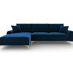 Mazzini Sofas Canapé d'angle gauche velours madara bleu roi - 254x182x90 cm