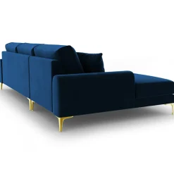 Mazzini Sofas Canapé d'angle gauche velours madara bleu roi - 254x182x90 cm