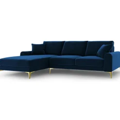 Mazzini Sofas Canapé d'angle gauche velours madara bleu roi - 254x182x90 cm