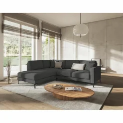 Clearance Mazzini Sofas Canapé d'angle Gauche Venus 4 Places gris foncé - 248x160x90 cm