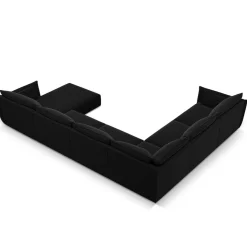 Sale Mazzini Sofas Canapé d'angle Panoramique gauche Velours Vanda 8 Places noir - 384x284x85 cm
