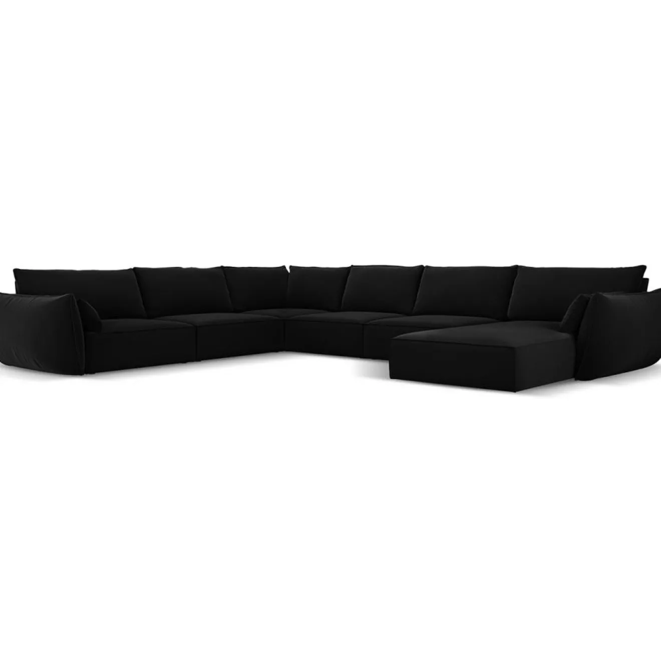 Sale Mazzini Sofas Canapé d'angle Panoramique gauche Velours Vanda 8 Places noir - 384x284x85 cm