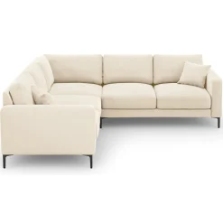 Outlet Mazzini Sofas Canapé d'angle Symétrique En Velours Venus 5 Places beige clair - 250x238x90 cm