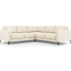 Outlet Mazzini Sofas Canapé d'angle Symétrique En Velours Venus 5 Places beige clair - 250x238x90 cm