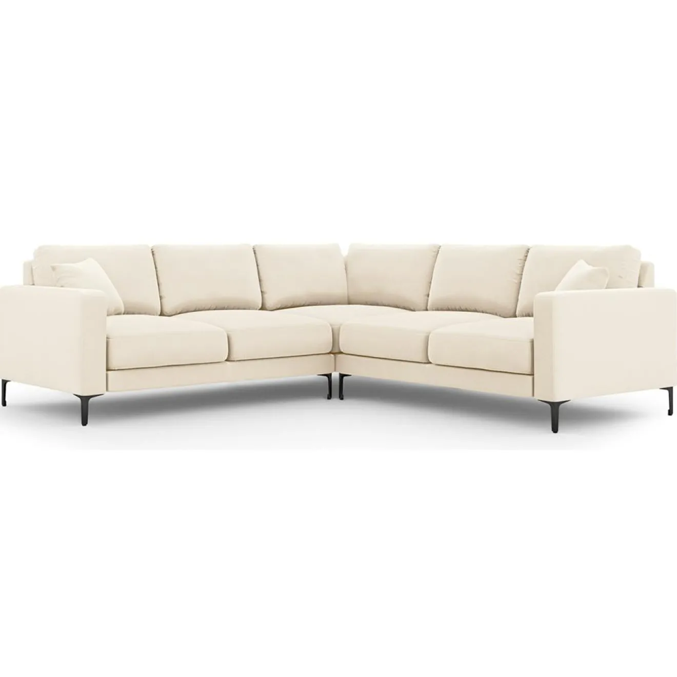 Outlet Mazzini Sofas Canapé d'angle Symétrique En Velours Venus 5 Places beige clair - 250x238x90 cm