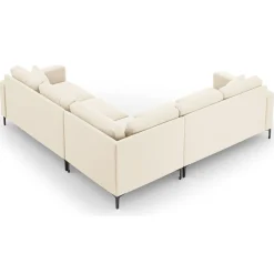 Outlet Mazzini Sofas Canapé d'angle Symétrique En Velours Venus 5 Places beige clair - 250x238x90 cm