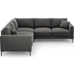 Mazzini Sofas Canapé d'angle Symétrique En Velours Venus 5 Places gris - 250x238x90 cm