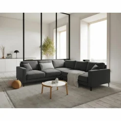 Mazzini Sofas Canapé d'angle Symétrique En Velours Venus 5 Places gris - 250x238x90 cm