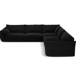 Discount Mazzini Sofas Canapé d'angle Symétrique en Velours Vanda 7 Places noir - 286x286x85 cm