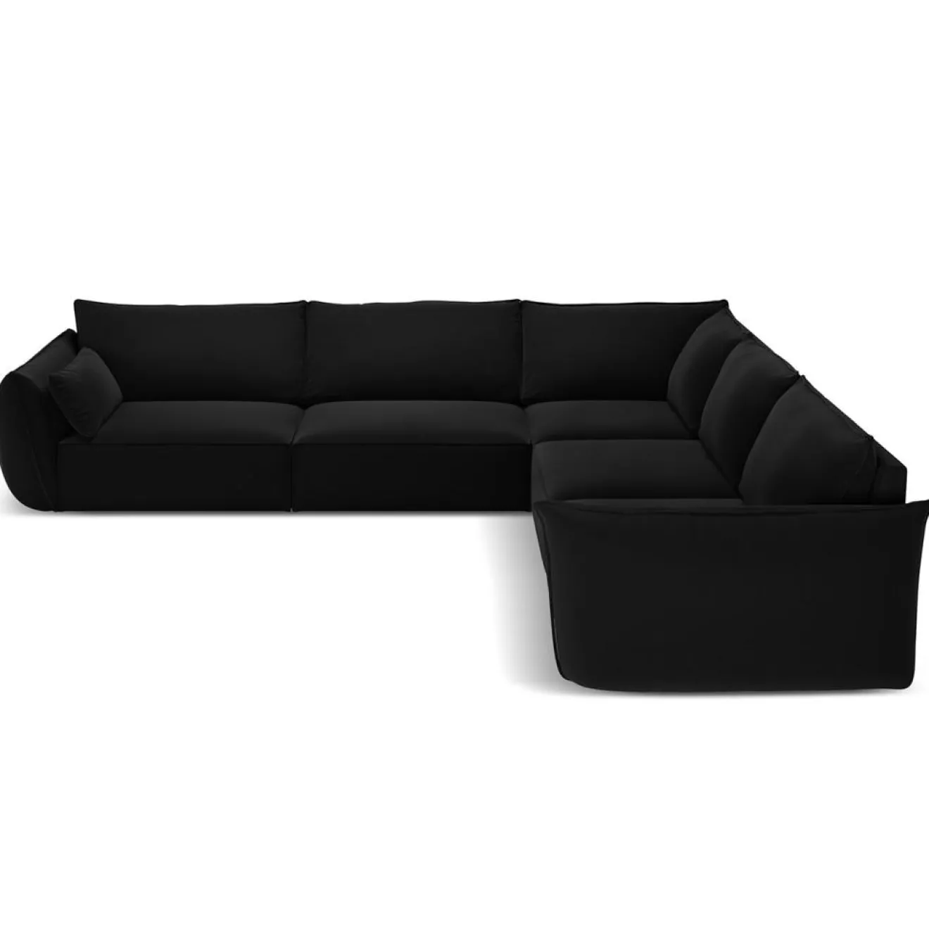 Discount Mazzini Sofas Canapé d'angle Symétrique en Velours Vanda 7 Places noir - 286x286x85 cm