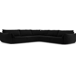 Discount Mazzini Sofas Canapé d'angle Symétrique en Velours Vanda 7 Places noir - 286x286x85 cm