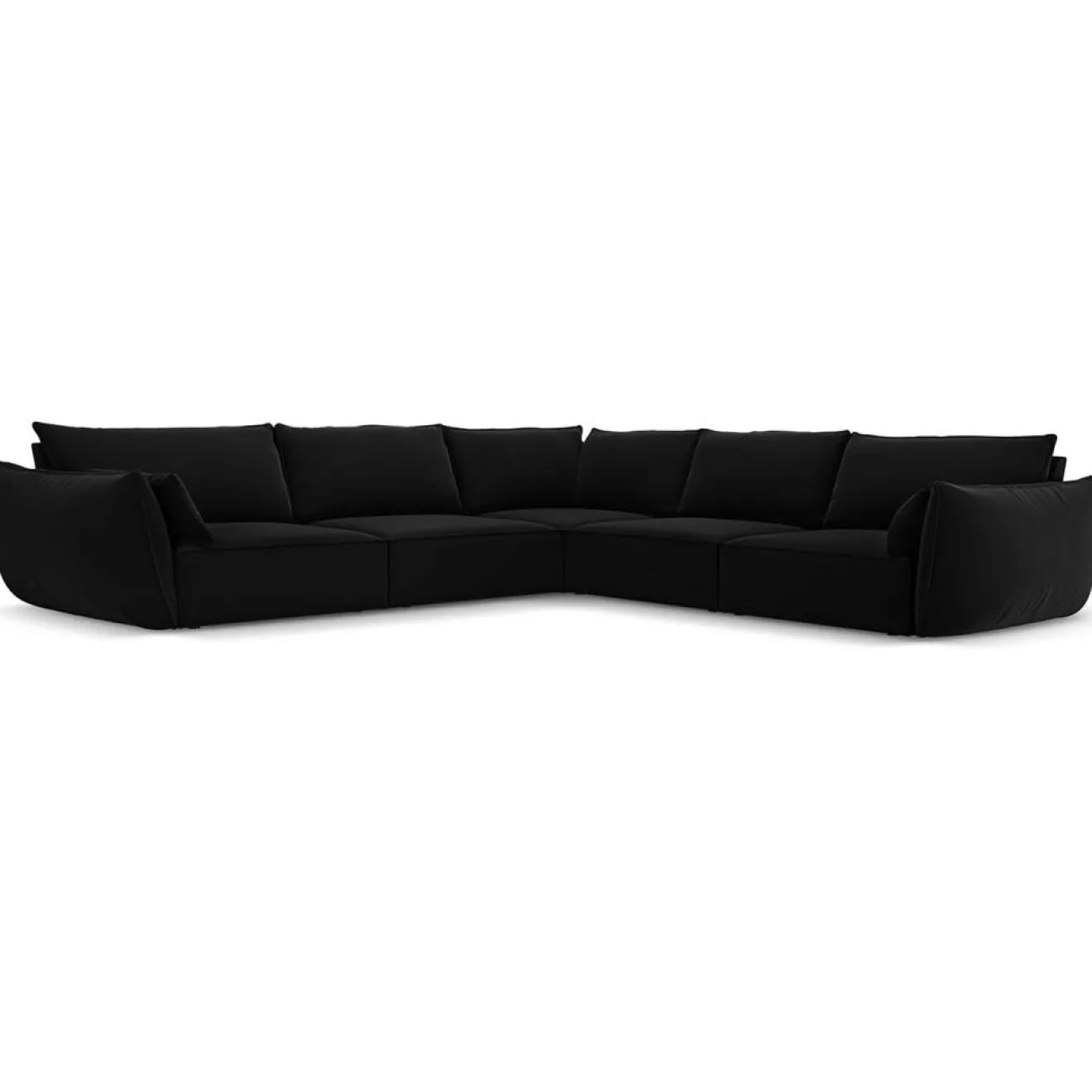 Discount Mazzini Sofas Canapé d'angle Symétrique en Velours Vanda 7 Places noir - 286x286x85 cm