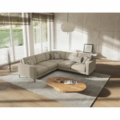 Mazzini Sofas Canapé d'angle Symétrique Venus 5 Places beige - 250x238x90 cm