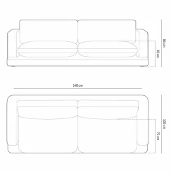 Mazzini Sofas Canapé Daphne 4 Places Bleu Marine - 240x105x86 cm