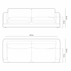Clearance Mazzini Sofas Canapé Daphne 4 Places Gris Foncé - 240x105x86 cm