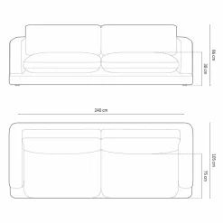 Mazzini Sofas Canapé Daphne 4 Places Gris chaud - 240x105x86 cm