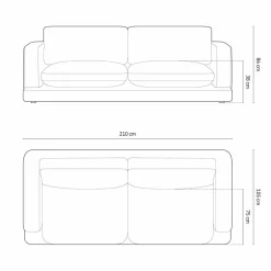 Mazzini Sofas Canapé Daphne 3 Places Ivoire - 210x105x86 cm