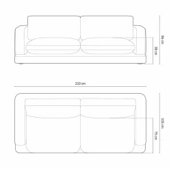 Mazzini Sofas Canapé Daphne 3 Places Vert mousse - 210x105x86 cm