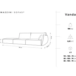 Mazzini Sofas Canapé droit Vanda 4 Places bleu roi - 286x100x85 cm