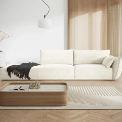 Outlet Mazzini Sofas Canapé droit Vanda 4 Places beige clair - 286x100x85 cm