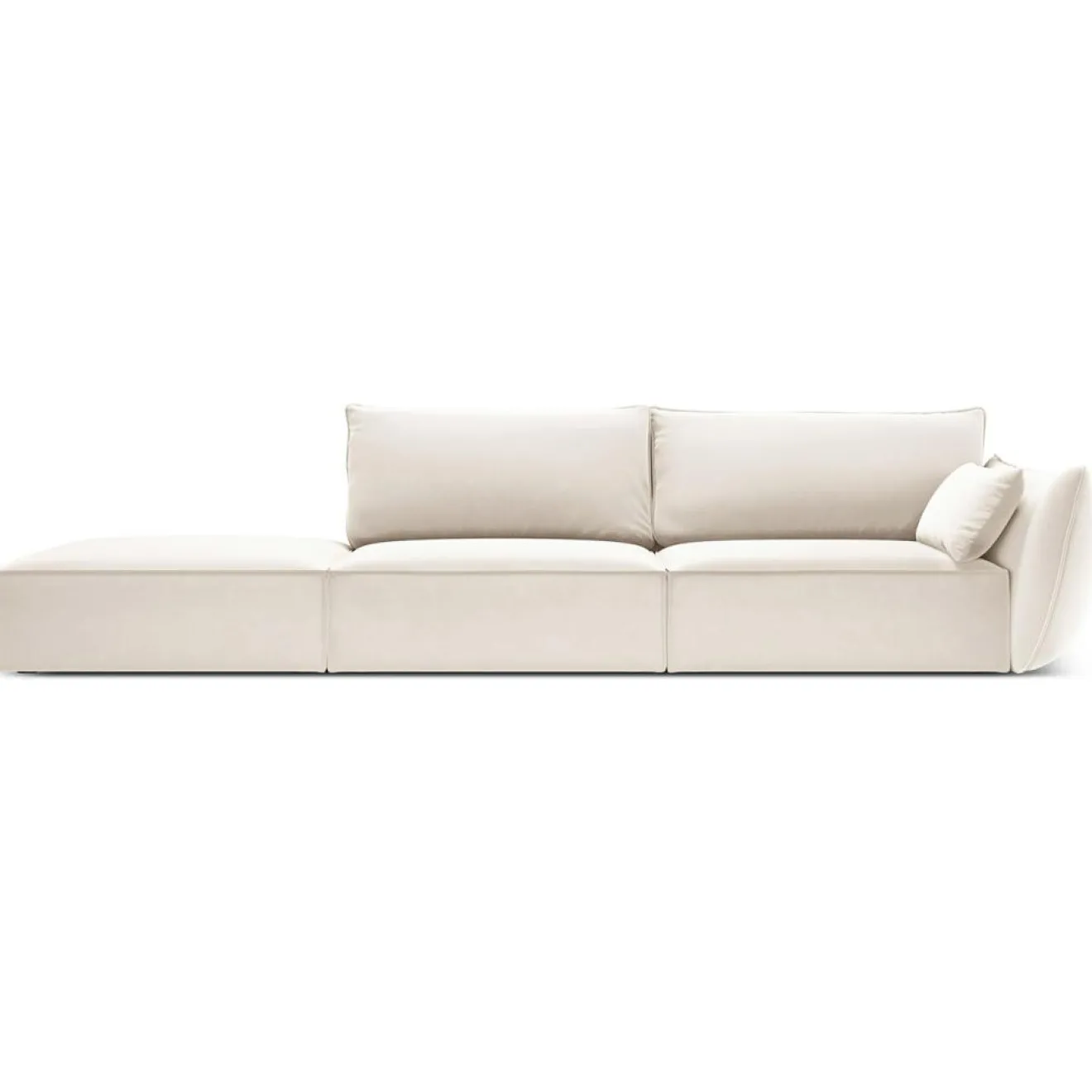 Outlet Mazzini Sofas Canapé droit Velours Vanda 4 Places beige clair - 286x100x85 cm