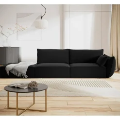 Sale Mazzini Sofas Canapé droit Velours Vanda 4 Places noir - 286x100x85 cm